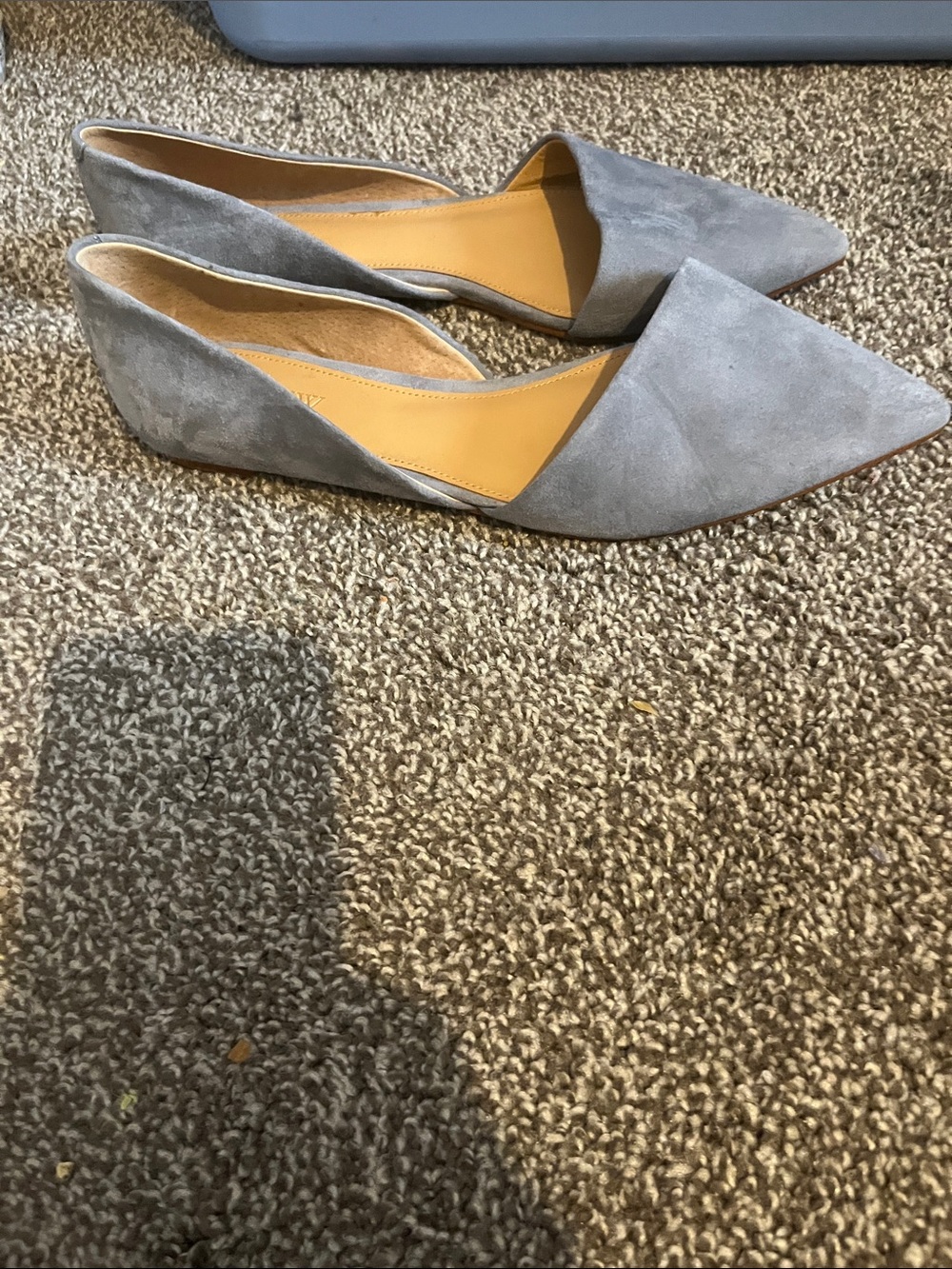 J. Crew Blue Suede Pointed D'Orsay Flats SZ 9